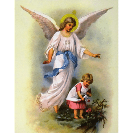 Obraz na dreve: Anjel strážny s dievčaťom