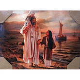 Obraz na dreve: Pán Ježiš s deťmi pri mori (40x30)