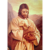 Obraz na dreve: Pán Ježiš s ovečkou (45x30)