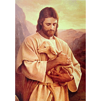Obraz na dreve: Pán Ježiš s ovečkou (40x30)