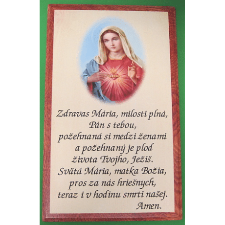 Obraz na dreve: Zdravas Mária... (27,5x16,5)