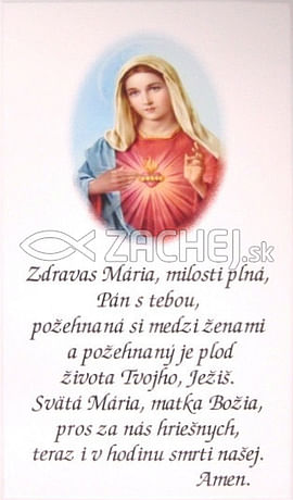 Obraz na dreve: Zdravas Mária... - biely (34,5x20)
