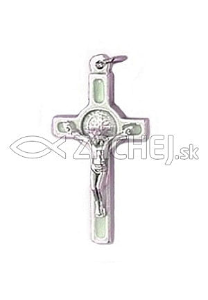 Prívesok: benediktínsky krížik, kovový, svetlý
