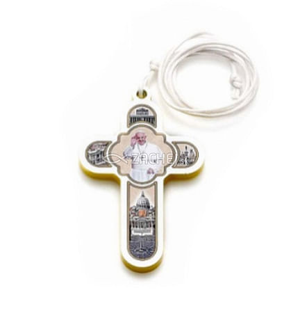 Prívesok: drevený krížik - Svätý Otec František