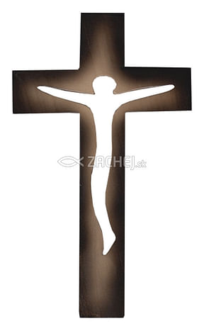 Kríž: drevený, s výrezom - tmavý, 27 cm