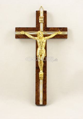 Kríž: plastový s lištou - hnedý, 15 cm