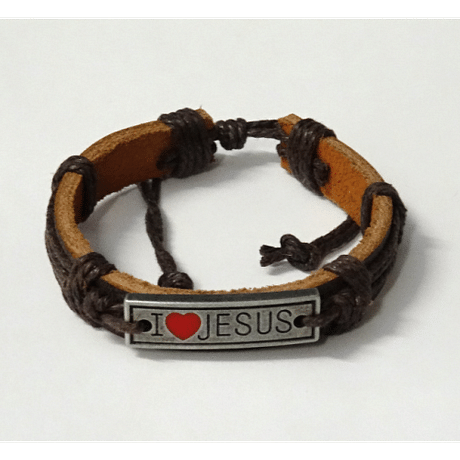 Náramok: "I♥JESUS" - kožený (BC195)
