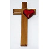Kríž: jednoduchý so srdiečkom, drevený