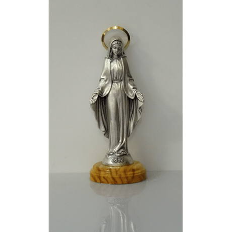 Soška: Panna Mária Zázračná medaila, kovová - 12 cm
