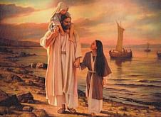 Obraz na dreve: Pán Ježiš s deťmi pri mori (30x20)