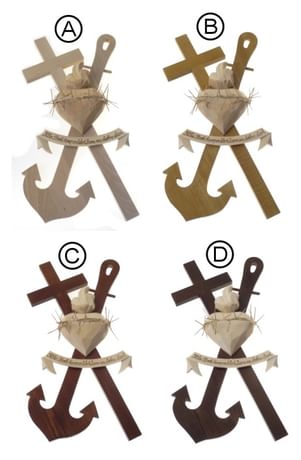 Drevorezba: Srdce, Kotva, Kríž (SIT12) s nápisom