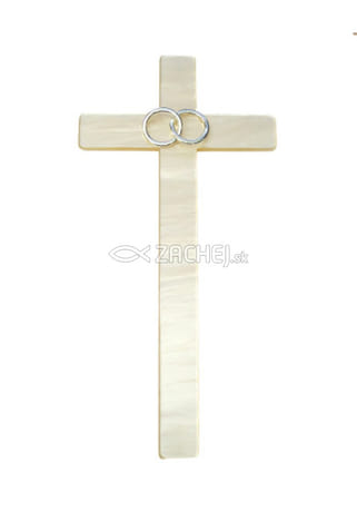 Kríž: svadobný s obrúčkami - 25 cm