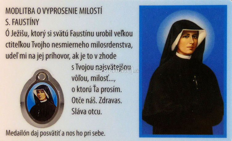 Kartička: Svätá Faustína, s medailónom (RCM)