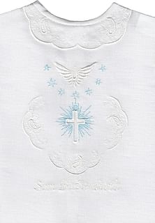 Krstová košieľka: biela holubica a krížik, modré hviezdičky