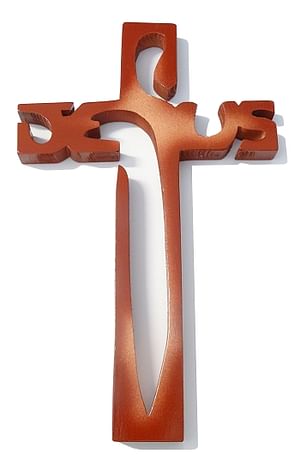 Kríž: drevený JESUS - červ. melír (221)