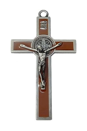 Kríž: kovový, Benediktínsky - hnedý (K2063S)