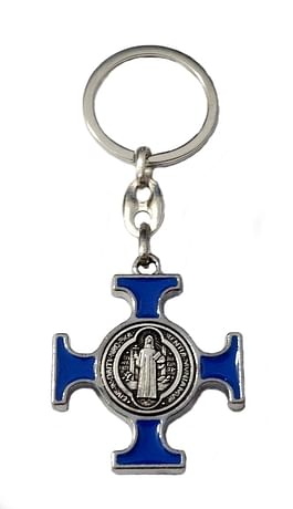 Kľúčenka: benediktínska, kovová - modrá