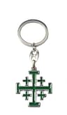 Kľúčenka: Jeruzalemský kríž - zelená, kovová