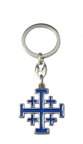 Kľúčenka: Jeruzalemský kríž - modrá, kovová