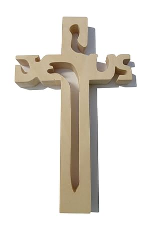 Kríž: drevený JESUS - prírodný, 20 cm