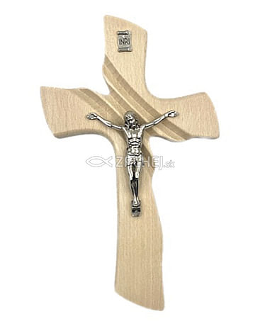 Kríž: drevený, mašľový s korpusom - prírodný, 25 cm