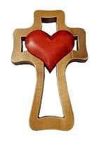 Kríž: drevený 1 srdce - bordové (LK01-H)