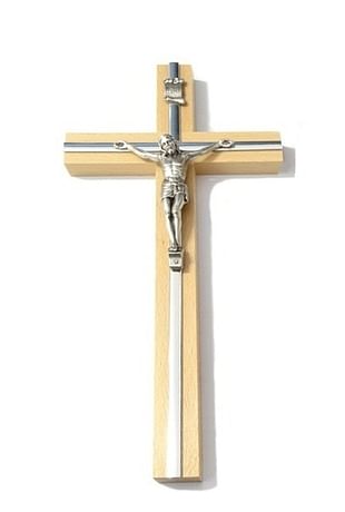 Kríž: drevený, s lištou 16 cm - prírodný (KVZ006)