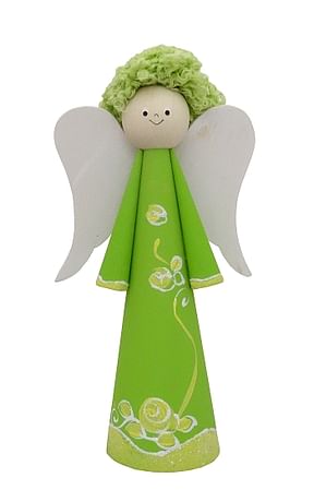 Anjel drevený - zelený (ADZ007)