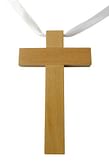 Prívesok: krížik so stužkou, drevený