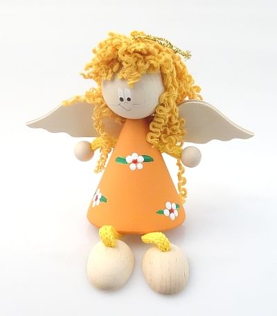 Anjel drevený - oranžový (ADZ011)
