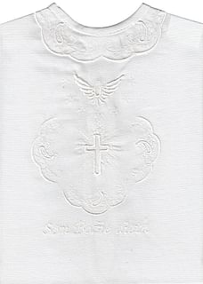 Krstová košieľka: biela holubica a krížik, biele hviezdičky