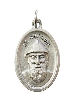 Medailón: svätý Charbel, kovový - strieborná farba