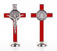 Kríž: benediktínsky, kovový - červený