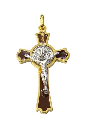 Prívesok: Benediktínsky krížik - hnedý (K0235zl.)