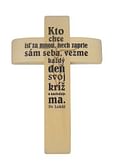 Kríž: drevený, s textom - prírodný (PM012)