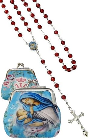 Ruženec: Panna Mária - červený (1071-C M21)