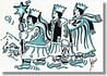 Pohľadnica: vianočná s textom - Traja králi, modrý