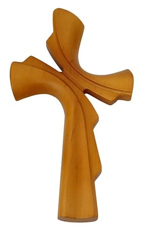Kríž: drevený, mašľový, veľký - hnedý, 36 cm