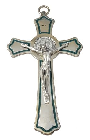 Kríž: benediktínsky, kovový - zelený (MODEP)