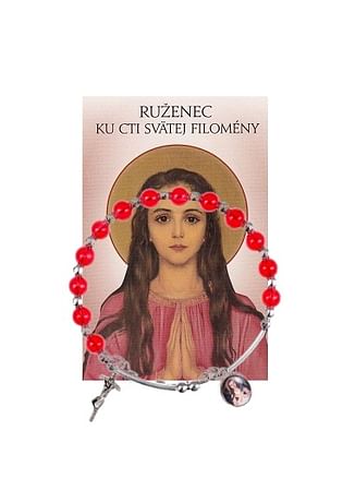 Sada: náramok s ružencom sv. Filomény s modlitbou