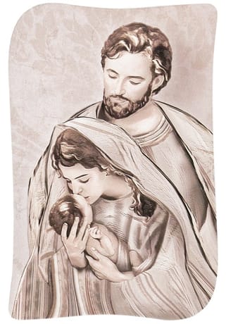 Obraz na dreve: Svätá rodina - hnedý, veľký (58x38)