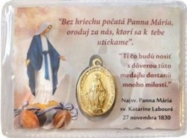 Kartička: Panna Mária Zázračná medaila - v púzdre, s medailónom (1449)