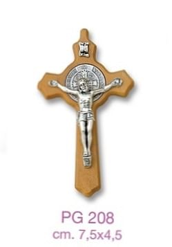 Prívesok: benediktínsky krížik, drevený, strieborný detail