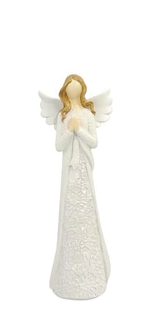 Anjel: ruky hore, biely - 21 cm (CAN800369-B)