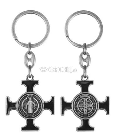Kľúčenka: benediktínska, kovová - čierna
