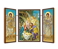 Triptych: Sv. rodina, drevený - vianočný (BN1)