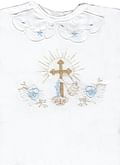 Krstová košieľka: krížik s lúčmi, modré ruže
