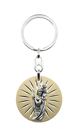 Kľúčenka: Svätý Krištof - kovová so zlatým podkladom