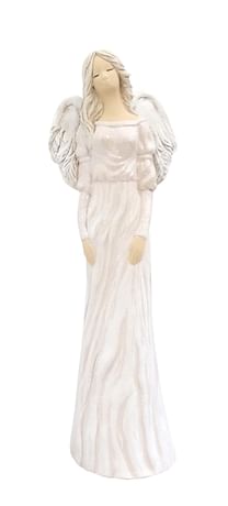 Anjel: sadrový - krémový s nariaseným odevom, 36 cm