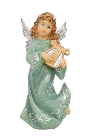 Anjel: s harfou - tyrkysový, 27 cm (4052-A)
